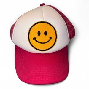 Pink and White Smiley Face Trucker Hat